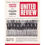 MANCHESTER UNITED Home programme for the Friendly v. Italian Youth 9/8/1972. Good