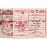 LIVERPOOL Ten home programmes v. Arsenal 48/9, Portsmouth 49/50, Chelsea 52/3 tape on spine,