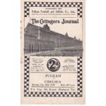 FULHAM Home programme v Chelsea FA Cup 5th Round Replay 24/2/1936. Lacks staples due to rust. No