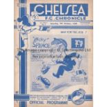 CHELSEA V ARSENAL 1939 Programme at Chelsea 7/10/1939. 4 Page Friendly. Not Ex Bound Volume. No