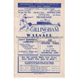 GILLINGHAM 1950/1 Home programme for the return to the Football League in season 1950/1 after