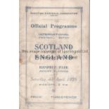 SCOTLAND V ENGLAND 1925 Programme for the match at Hampden Park 4/4/1925. With single sheet