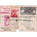 BOURNEMOUTH Three Bournemouth programmes. Aways at Swansea Town 1948/49 (some frayed edges), Swindon