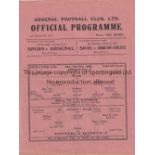 ARSENAL Single sheet home programme in the FL South for season 1945/6 v. Tottenham Hotspur 9/2/1946,