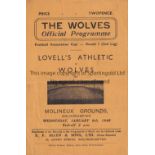 WOLVES V LOVELL'S ATHLETIC 1946 FA CUP Programme for the FA Cup tie at Wolves 9/1/1946, slight