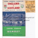 DUNCAN EDWARDS Programme and ticket for England v Scotland International at Wembley 6/4/1957 in
