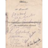 CHELSEA AUTOGRAPHS 1930'S An album sheet with 14 signatures form the 1930's including Barber,