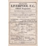LIVERPOOL Single sheet home programme v. Manchester United FL North 4/11/1944, very slightly