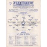 ARSENAL Single sheet programme for the away Combination match at Portsmouth 15/10/1960, horizontal