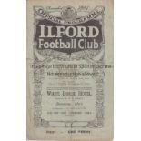 AT ILFORD FC : S.E. CHAMPIONSHIP SEMI-FINAL 1922 Four page programme for Essex v Wiltshire 24/4/