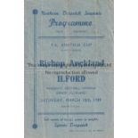BISHOP AUCKLAND V ILFORD 1939 Programme for the Amateur Cup tie at Bishop Auckland 18/3/1939, folded