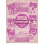 LIVERPOOL V ARSENAL 1938 Programme at Liverpool 12/11/1938. No writing. Generally good