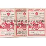 LIVERPOOL Three home programmes v Sunderland, Stoke and Middlesbrough (team change) 1950/51.