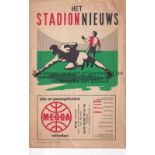 ARSENAL Programme for the away Friendly v. Feyenoord 14/11/1967, slightly creased. Generally good