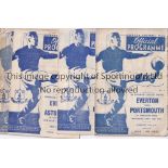 EVERTON Five home programmes in season 1946/7 v. Arsenal, Portsmouth creased and slightly worn,