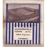 ARSENAL Away programme v Huddersfield Town 30/11/1935. Lacks staples due to rust and rust marks on