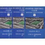 EVERTON Seven home programmes, 1951/2 v. Sheff. Weds., Rotherham, Doncaster folded and Liverpool