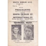 NEUTRAL AT SOUTH SHIELDS / NORTH XI V INTERNATIONAL XI 1960 Programme for South Shields XI v