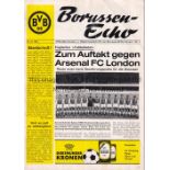 ARSENAL Programme for the away Friendly v. Borussia Dortmund 26/7/1969, slight vertical crease, team