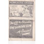 NEWCASTLE UNITED Home League programme v Tranmere Rovers 15/10/1938, staple removed and vertical