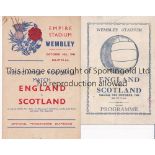ENGLAND V SCOTLAND 1944 Two programmes for the International at Wembley 14/10/1944 very slight