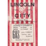 LINCOLN CITY V DONCASTER ROVERS 1946 Programme for the League match at Lincoln 7/12/1946, slightly