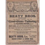 WOOLWICH ARSENAL Away programme v Everton 7/9/1908. Some restoration at edges. No writing. Fair