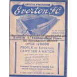 EVERTON V HUDDERSFIELD TOWN 1937 Programme for the League match at Everton 25/9/1937. Good