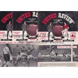 MANCHESTER UNITED Eleven home programmes for season 1959/60 v. WBA, Blackpool, Luton tape inside,