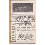 EVERTON V LIVERPOOL / LIVERPOOL RES. V EVERTON RES. 1926 Joint issue programme 6/2/1926, one team