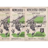 NEWCASTLE UNITED Three home programmes in season 1949/50 v Portsmouth, Aston Villa slightly worn and