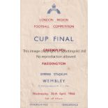 FOOTBALL AT WEMBLEY STADIUM 1944 Scarce programme and typed ticket for the London Region Football