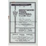 ARSENAL Programme for the away Metropolitan League Cup match v. Brentwood Town 28/1/1967, rusty