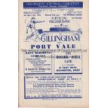 GILLINGHAM 1950/1 Home programme for the return to the Football League in season 1950/1 after