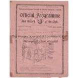 TOTTENHAM HOTSPUR Home programme v Chelsea 9/10/1920. Some tape at edges. Score, scorers and team