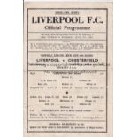 LIVERPOOL Single sheet home programme v. Chesterfield 21/4/1945 FL War Cup, very slightly creased.