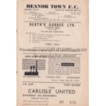HEANOR TOWN V CARLISLE UNITED 1958 FA CUP Programme for the tie at Heanor 15/11/1958, slightly rusty