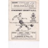 WORKINGTON / FIRST LEAGUE SEASON Programme for the away League match v Stockport County 26/1/1952,