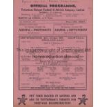 AT TOTTENHAM HOTSPUR / ENGLAND ARMY V SCOTLAND ARMY 1945 Single sheet programme for the Army