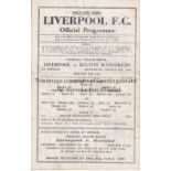 LIVERPOOL Single sheet home programme v. Bolton FL North 29/8/1945, very slightly creased. Generally