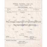 ARSENAL Single sheet programme for the Youth Cup match v. Watford 3/3/1965, slight horizontal crease
