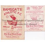 ARSENAL Two programmes for away matches v. Ramsgate Athletic 22/11/1960 Friendly with newspaper