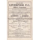 LIVERPOOL Single sheet home programme v Everton 24/3/1945 FL War Cup. Very slightly creased.