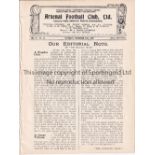 ARSENAL Home programme v. Huddersfield Town 27/11/1920 Ex-binder. Generally good