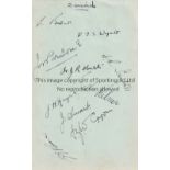 WARWICKSHIRE CCC AUTOGRAPHS 1930'S Album sheet signed by 10 players from the 1930's including Wyatt,