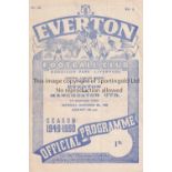 EVERTON Home programme Reserves v Manchester United Reserves 5/11/1949. 4 Page. Small split at lower