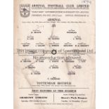 ARSENAL V TOTTENHAM HOTSPUR 1955 / FIRST EVER MATCH Single sheet programme for the Southern Junior