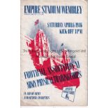 FOOTBALL AT WEMBLEY 1946 Programme for FA XI v. The Army 6/4/1946. Includes Harwick, Williams,
