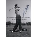 PETER ALLISS Autographed 12 x 8 photo of Alliss demonstrating a swing for photographers, circa early