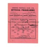 ARSENAL Single sheet home programme v Swansea Town 6/10/1945 FL South, slightly creased, team